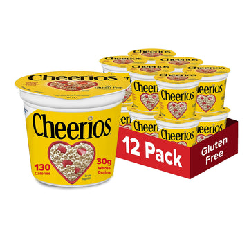 Cheerios Breakfast Cereal Cup, Gluten Free, Single Serve Cereal, 1.3 Oz (Pack Of 12)