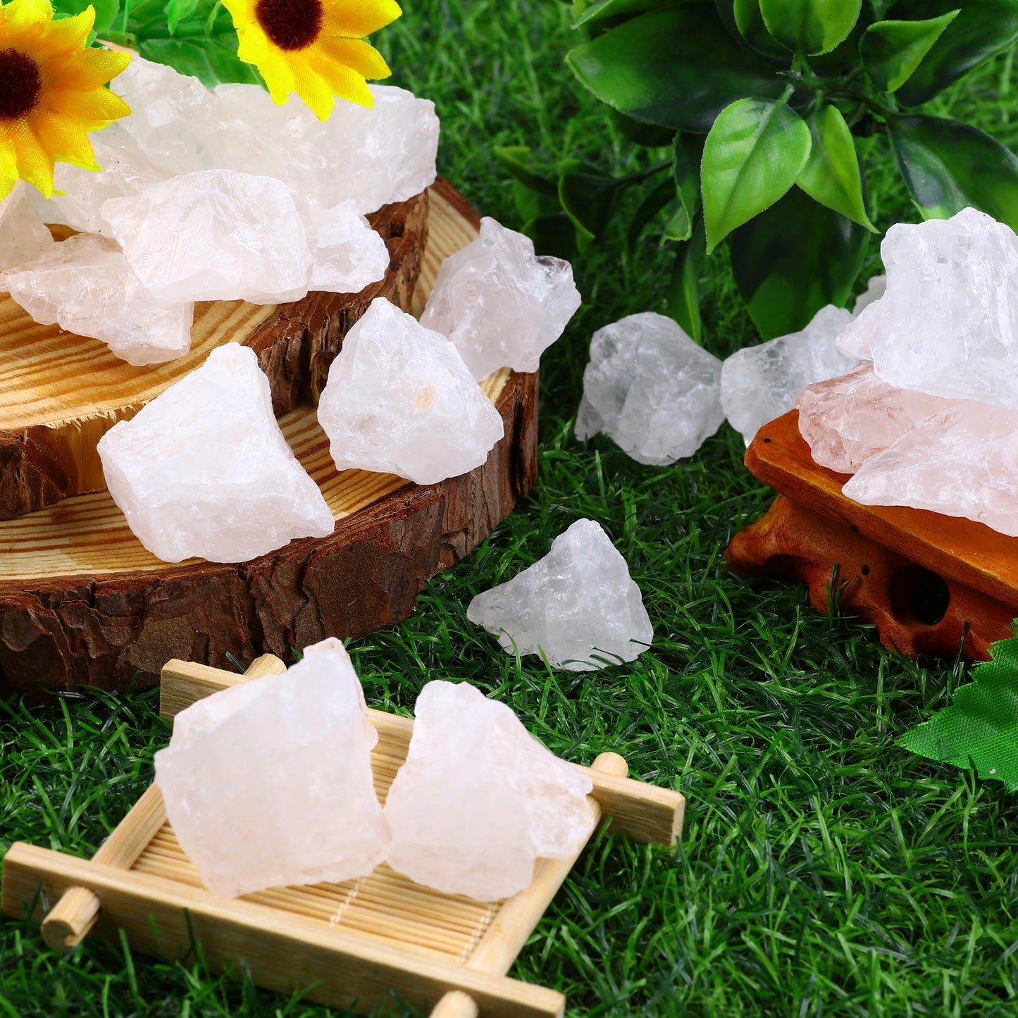 Ufeel 1Lb Bulk Rough Clear Quartz Crystal - Large 1'' Natural Raw Stones Crystal For Tumbling, Cabbing, Fountain Rocks, Decorati