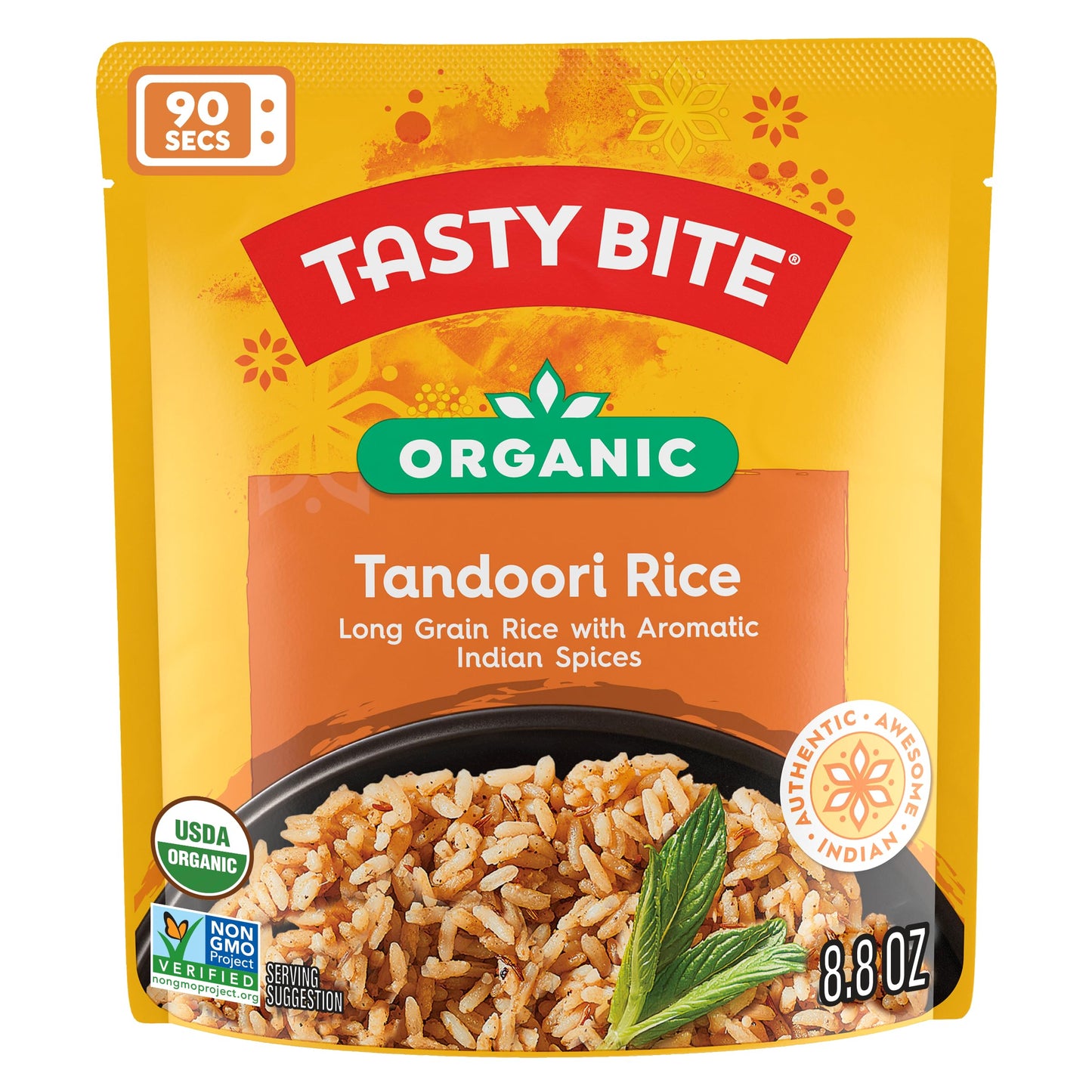 Tasty Bite Organic Tandoori Rice, 8.8 Ounce, Pack of 6, Ready to Eat, Microwavable, Vegan, Gluten-Free