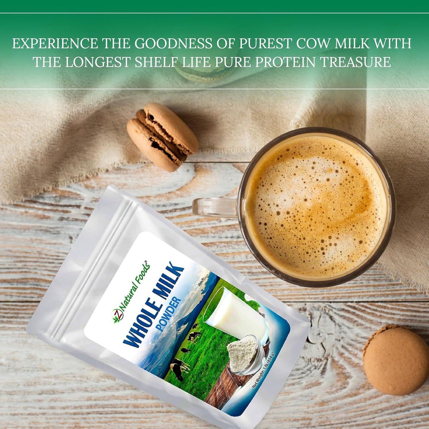Z Natural Foods Whole Milk Powder - Non-GMO, Gluten-Free, 32 oz, White