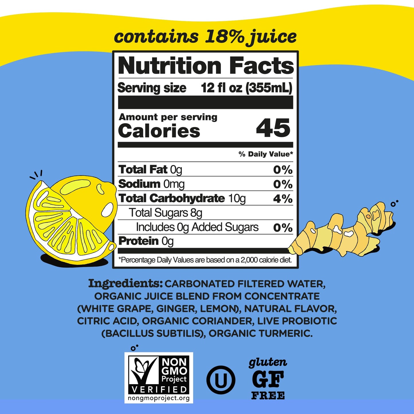 Culture Pop Soda Sparkling Probiotic Drink, Vegan Soda for Gut Health, Non-GMO, GF, No Added Sugar, 12 Pack, 12 Fl Oz Cans, Ging