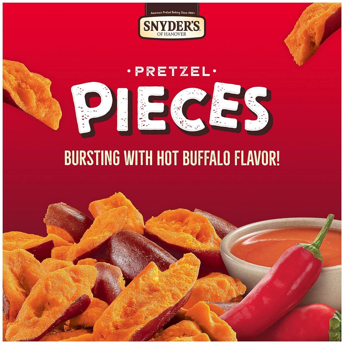 SUPERDEALS Snyders of Hanover Pretzel Pieces Variety Pack, 12 Bags, 2.25 Oz Each, Includes Honey Mustard, Jalapeno, Hot Buffalo Wing
