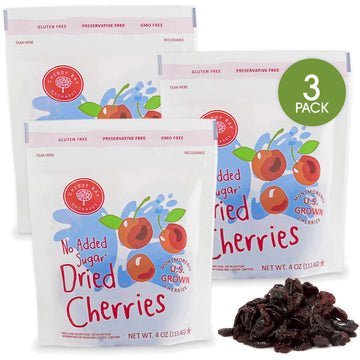 Cherry Bay Orchards - Dried Montmorency Tart Cherries - No Added Sugar - (Pack of Three 4oz Bags) - 100% Domestic, Natural, Kosh