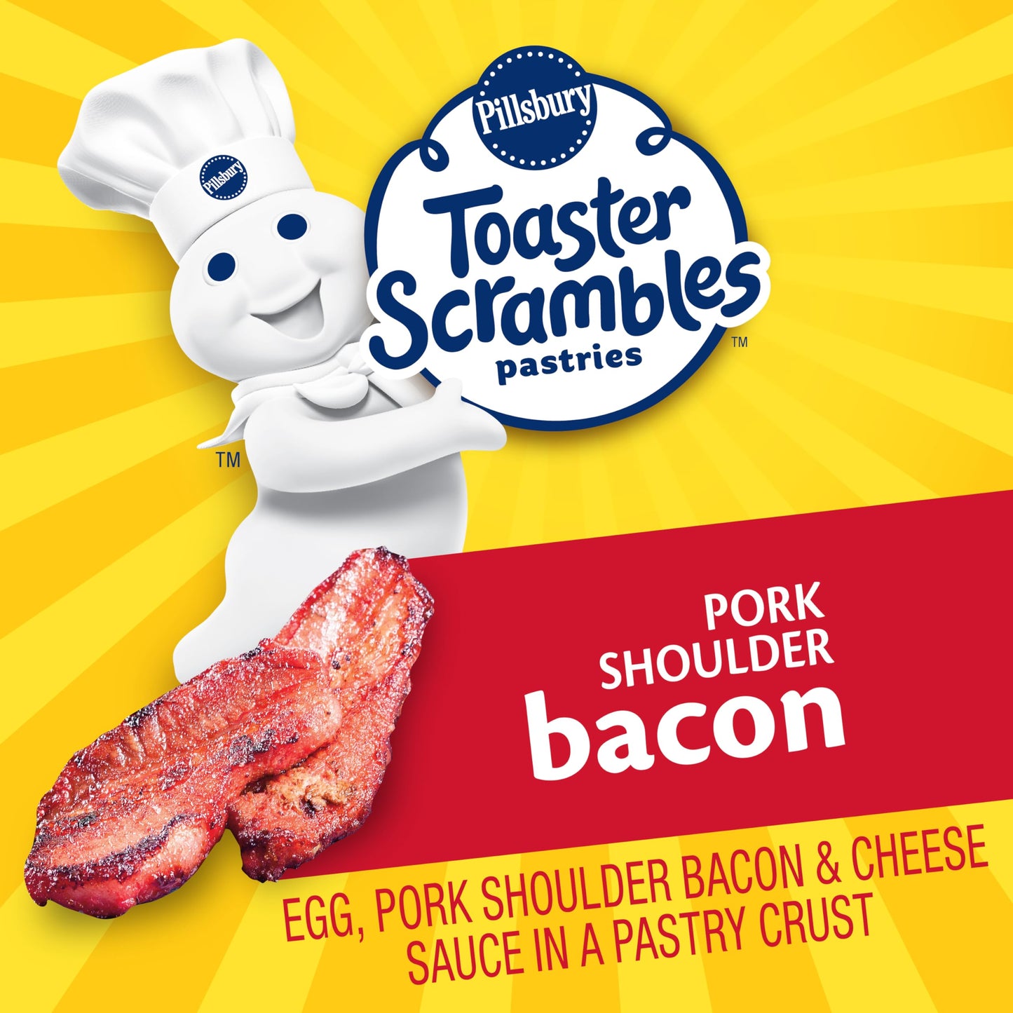 Pillsbury Bacon Toaster Scrambles, Frozen Breakfast Pastries, Value Size, 8 Ct, 14.4 oz