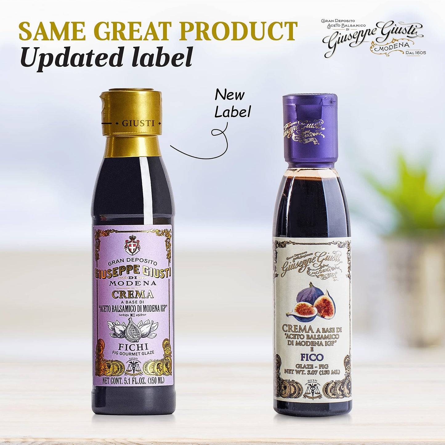 Giusti Fig Balsamic Vinegar Glaze Condiment, 5.07 Fl Oz, Rich & Tangy, Balsamic Vinegar of Modena Black