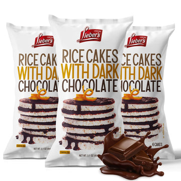 Liebers Dark Chocolate Rice Cakes, Kosher Certified Dairy Free, Gluten Free Snack (Dark Chocolate) Pack Of 3