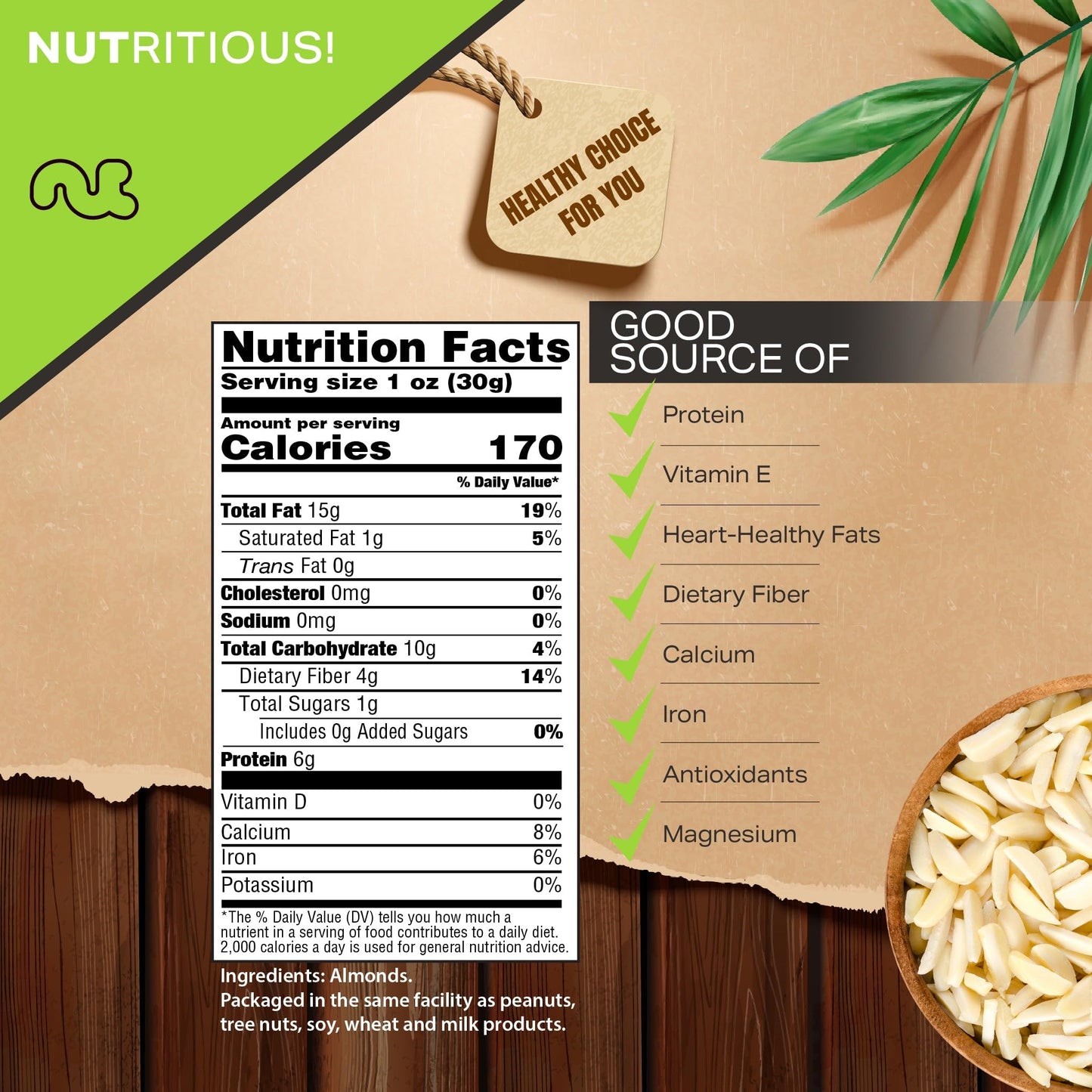 Nut Cravings - Raw Slivered Almonds, Unsalted, (32Oz - 2 Lb) Packed Fresh In Resealable Bag - Nut Snack - Healthy Protein Food,