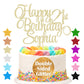 EDSG Happy Birthday Cake Topper Personalized Double-Sided Glitter 7x4 Champagne Gold