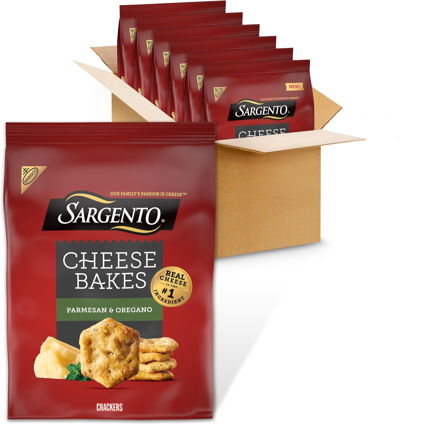 Sargento Cheese Bakes Parmesan and Oregano Crackers, 27 oz, Bulk Snacks, Lunch Snacks