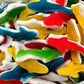 FUNTASTY Gummy Sharks Candy - Assorted Fruit Flavors - 2 Pound Bulk Pack (About 150 Count) - Yellow, Blue, White, Lime, Green, Red