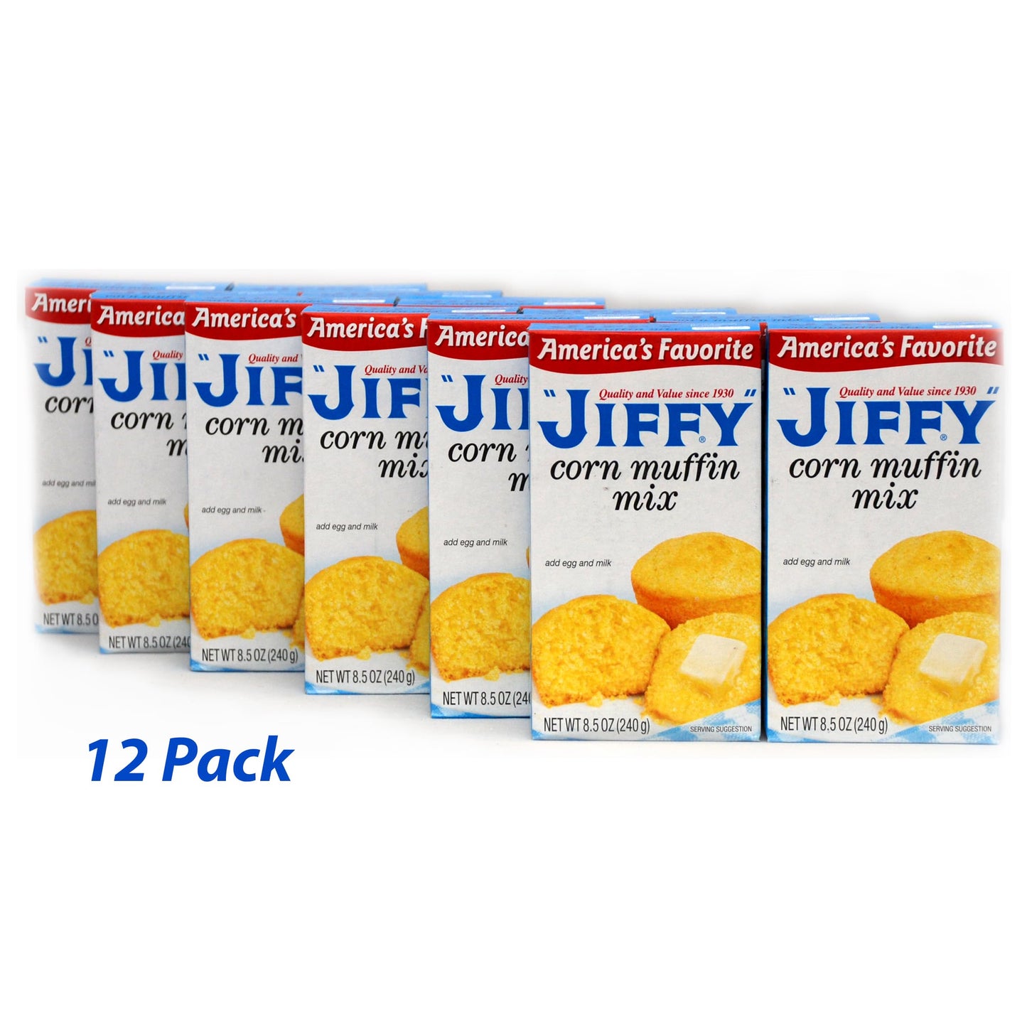 BOUNTIVA Jiffy Corn Muffin Mix, Pack of 12, 8.5oz Boxes, Includes JFS Recipe Card, Yellow