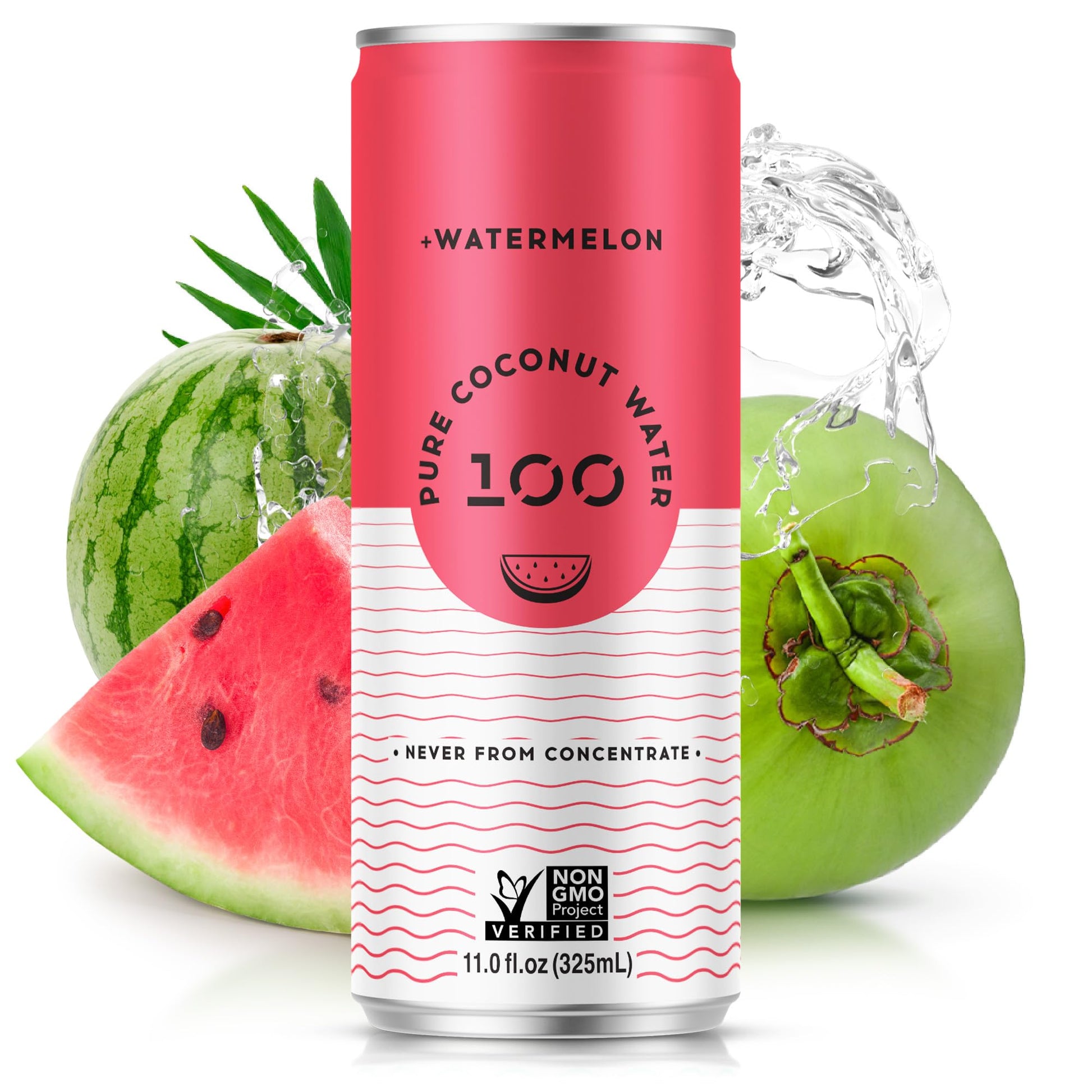 PURE COCONUT WATER 100 Pure Coconut Water - Low Calorie, Naturally Sweet, Non-GMO - 11 Fl Oz, Pack of 12