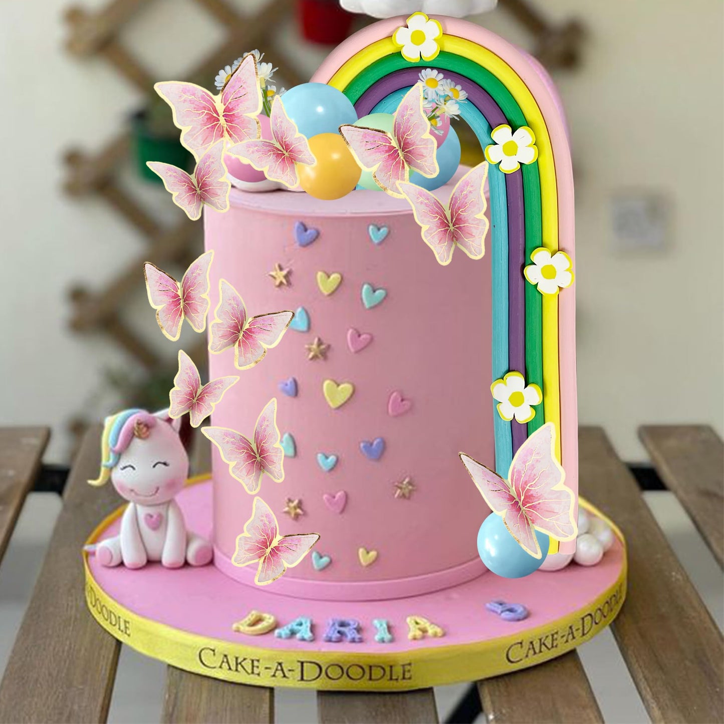 25PCS DRWATE Rainbow Cake Topper Balls - Colorful Boho Decorations with Macaron Balls & Flowers for Baby Showers & Birthday Parties