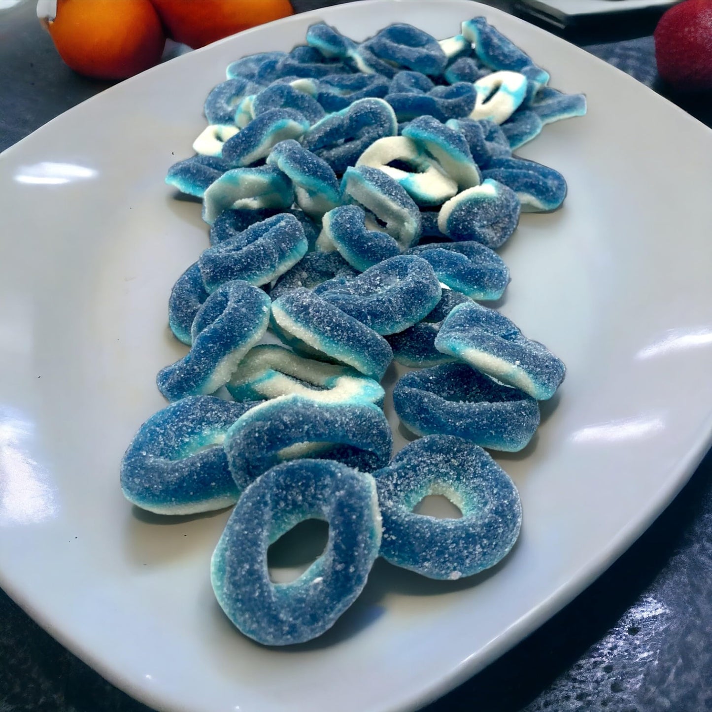 Premium Blue Raspberry Rings -1.5 Lbs Delicious Blue Raspberry Flavor Soft Sweet Gummy Rings In Resealable Bag, Perfect For Snac
