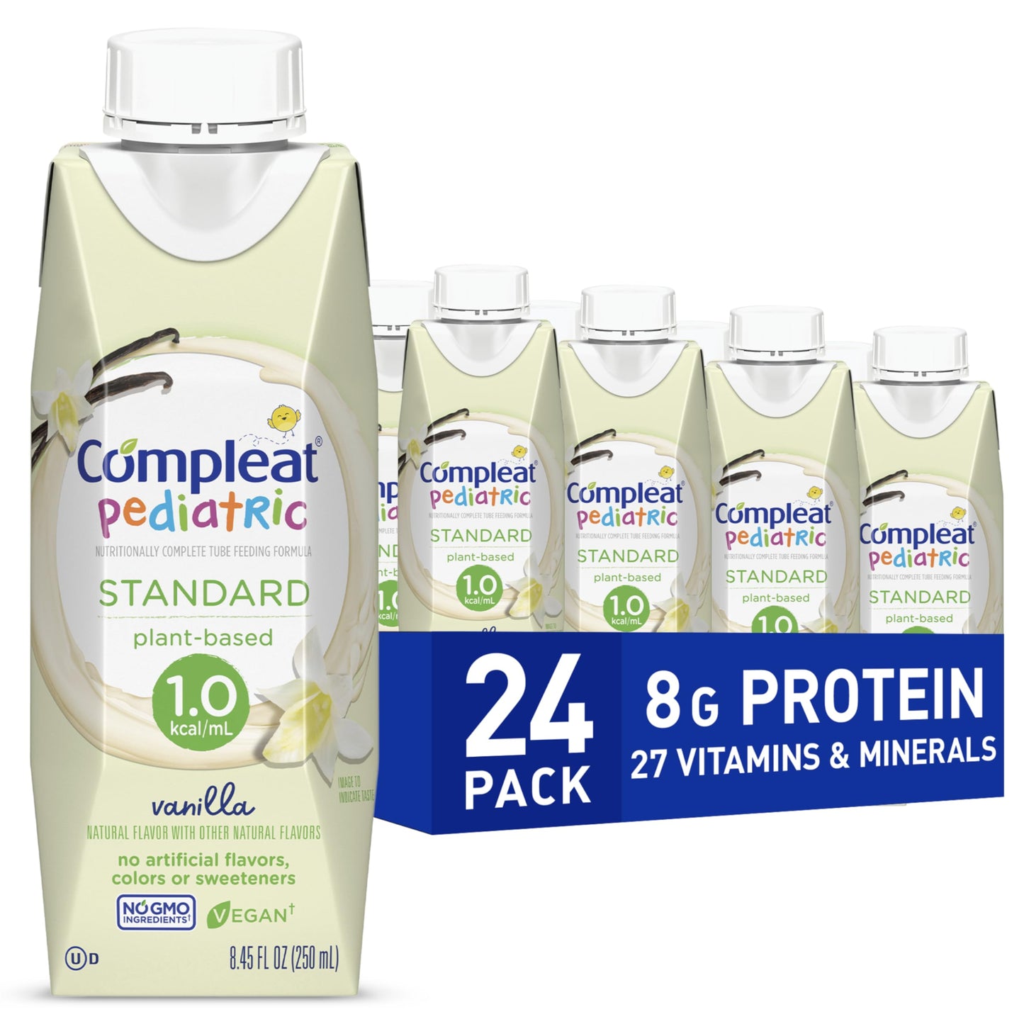 Compleat Pediatric Shake, Plant-Based, Vanilla Flavor, 8.45 Fl Oz, Pack of 24