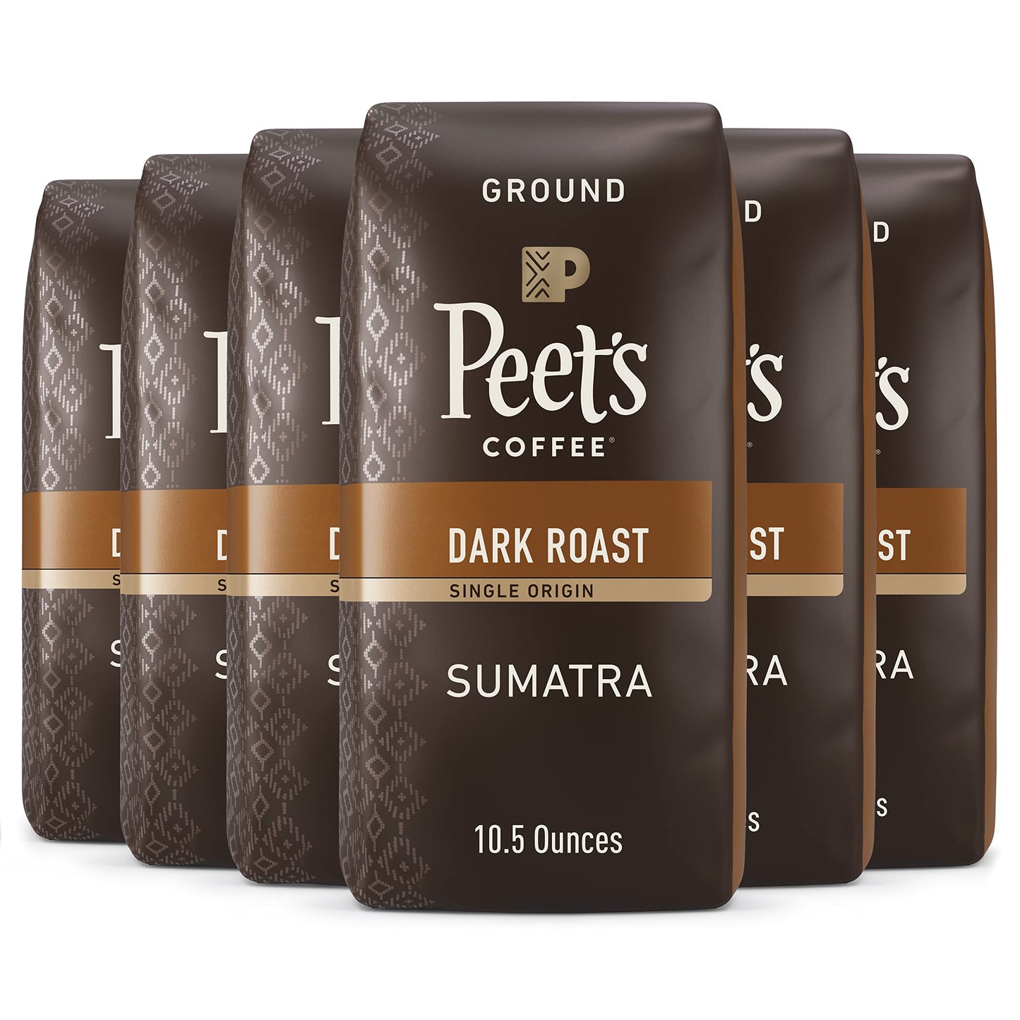 Peet'S Coffee, Dark Roast Ground Coffee - Single Origin Sumatra 63 Ounces (Six Bags Of 10.5 Ounce)