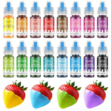 Oil-Based Food Coloring for Chocolate - 16 Colors Oils Dye Set Flavorless Edible Food Color Vibrant Neon Icing Colors for Candy 