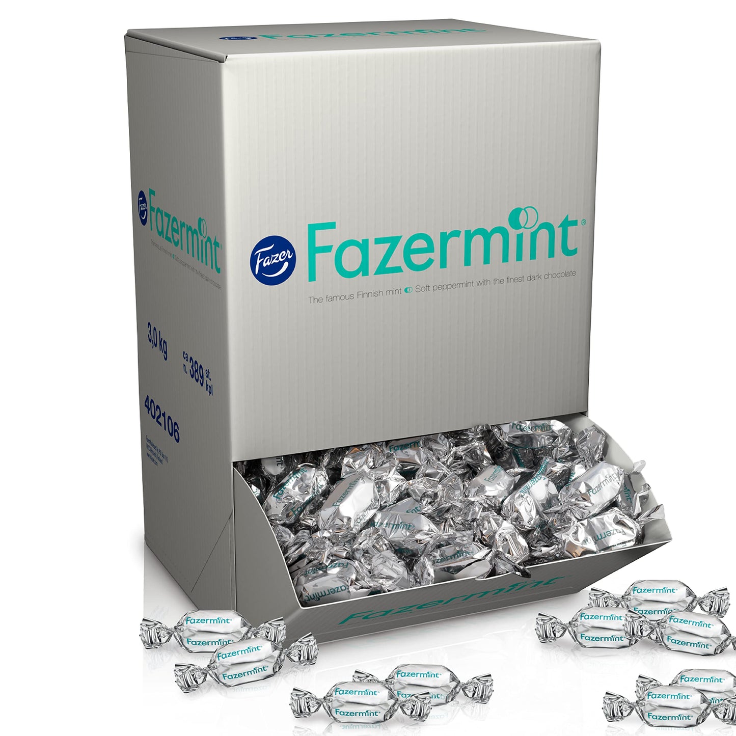 Fazermint Chocolate Creams  Bulk Box 389 Pieces 3 Kilograms (6.6 Pounds)