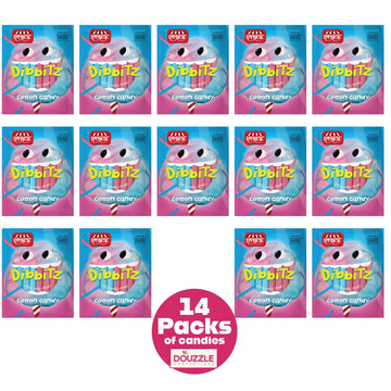 Douzzle Dibbitz Cotton Candy, Candy Filled Straw Sticks (14 Count, Pack Of 1) Individually Wrapped Candies, Birthday Party Favor