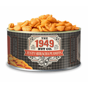 The 1949 Nut Co. Sriracha Virginia Style Peanuts, Oil Roasted, 20 oz Can, Extra-Large, Hand-Cooked in USA
