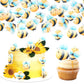 60 PCS Edible Bumble Bee Cupcake Toppers Waper Paper Honey Bee Party Decorations Edible Oh Babee Cupcake Picks for Bee Theme Bab