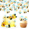 60 PCS Edible Bumble Bee Cupcake Toppers Waper Paper Honey Bee Party Decorations Edible Oh Babee Cupcake Picks for Bee Theme Bab