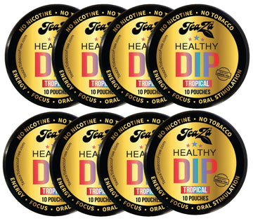 TeaZa Energy Pouches - Smokeless Chewing Alternative with Fruit Flavors, 8 Pack
