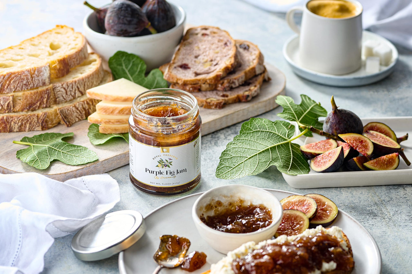 Gourmanity Set of 3 Jam Gift Set, Jellies and Preserves Assortment - Victoria Plum Jam, Purple Fig Jam and Mango and Passion Fru