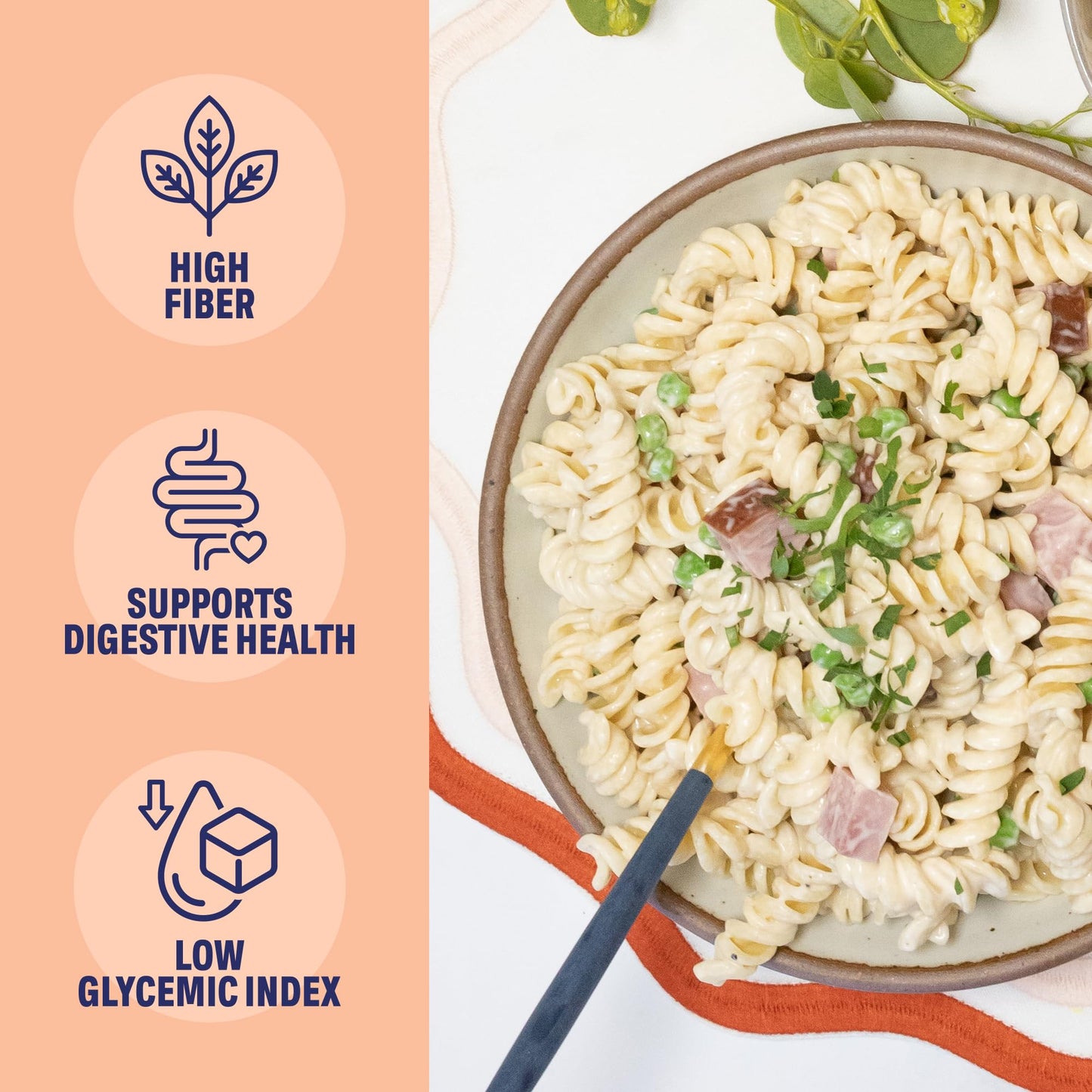 Three Farm Daughters High Fiber Pasta Rotini Pack, Low Gi, Non Gmo Rotini Pasta Noodles, Low Net Carb, Made In The Usa, 12 Oz. (