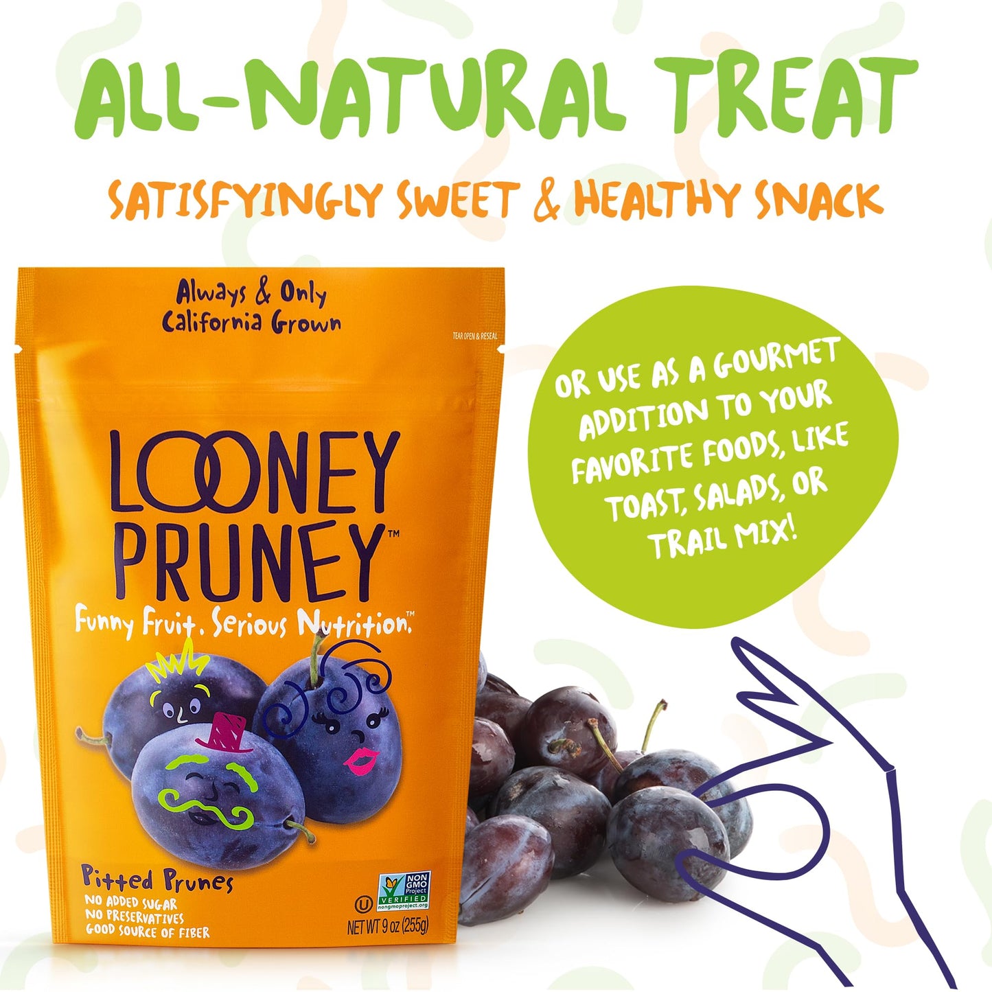 Looney Pruney Pitted Dried Prunes for the Entire Family | Always California-Grown | Kosher | No Added Sugar & No Preservatives (