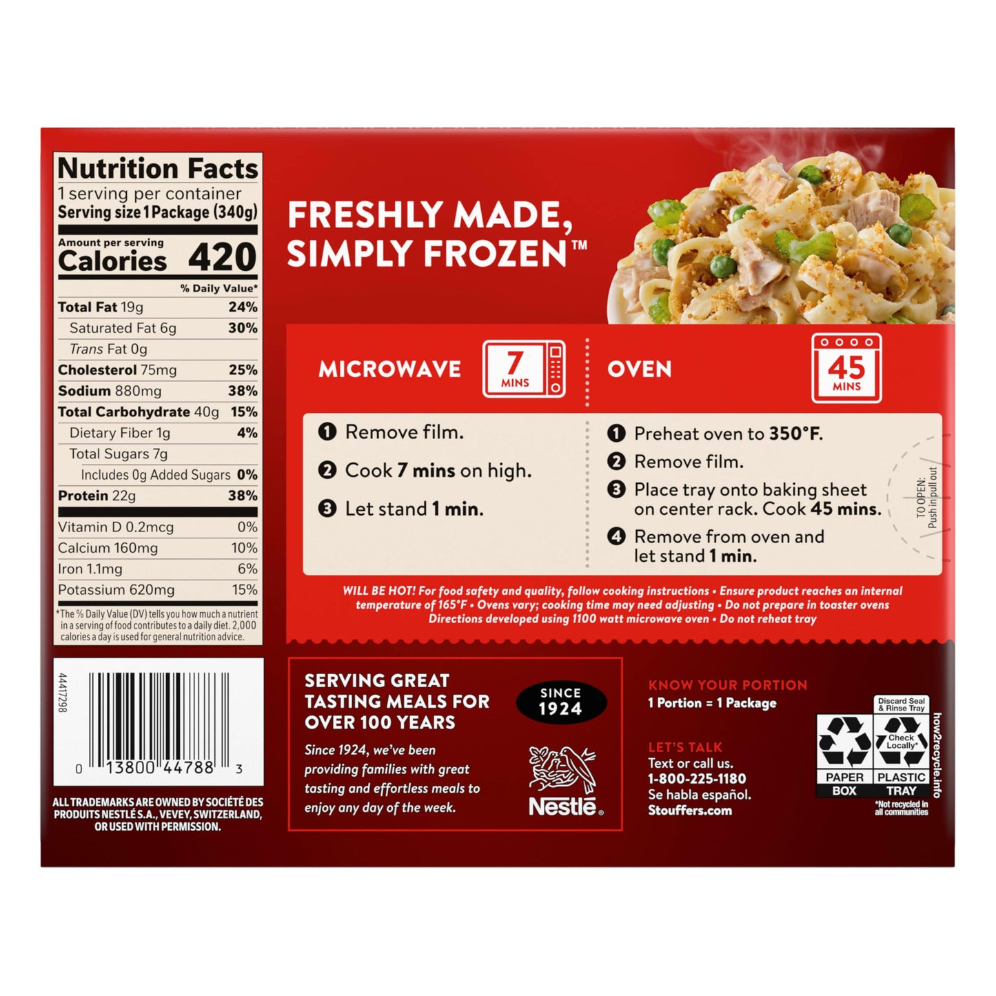 Stouffers Tuna Noodle Casserole Frozen Meal