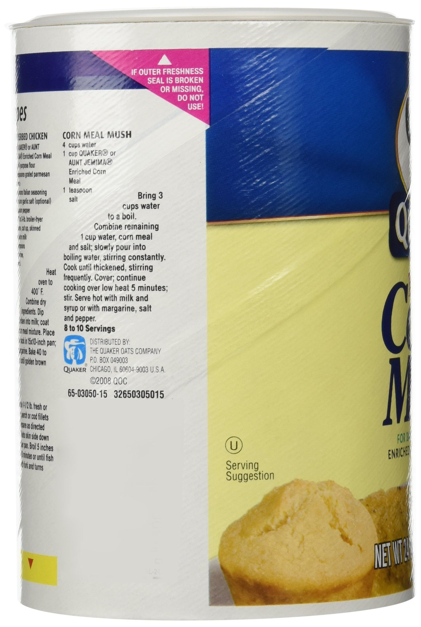 Quaker Yellow Corn Meal, 24 oz (Pack of 2) - Gluten-Free, Perfect for Baking and Cooking, 48 Ounce Total