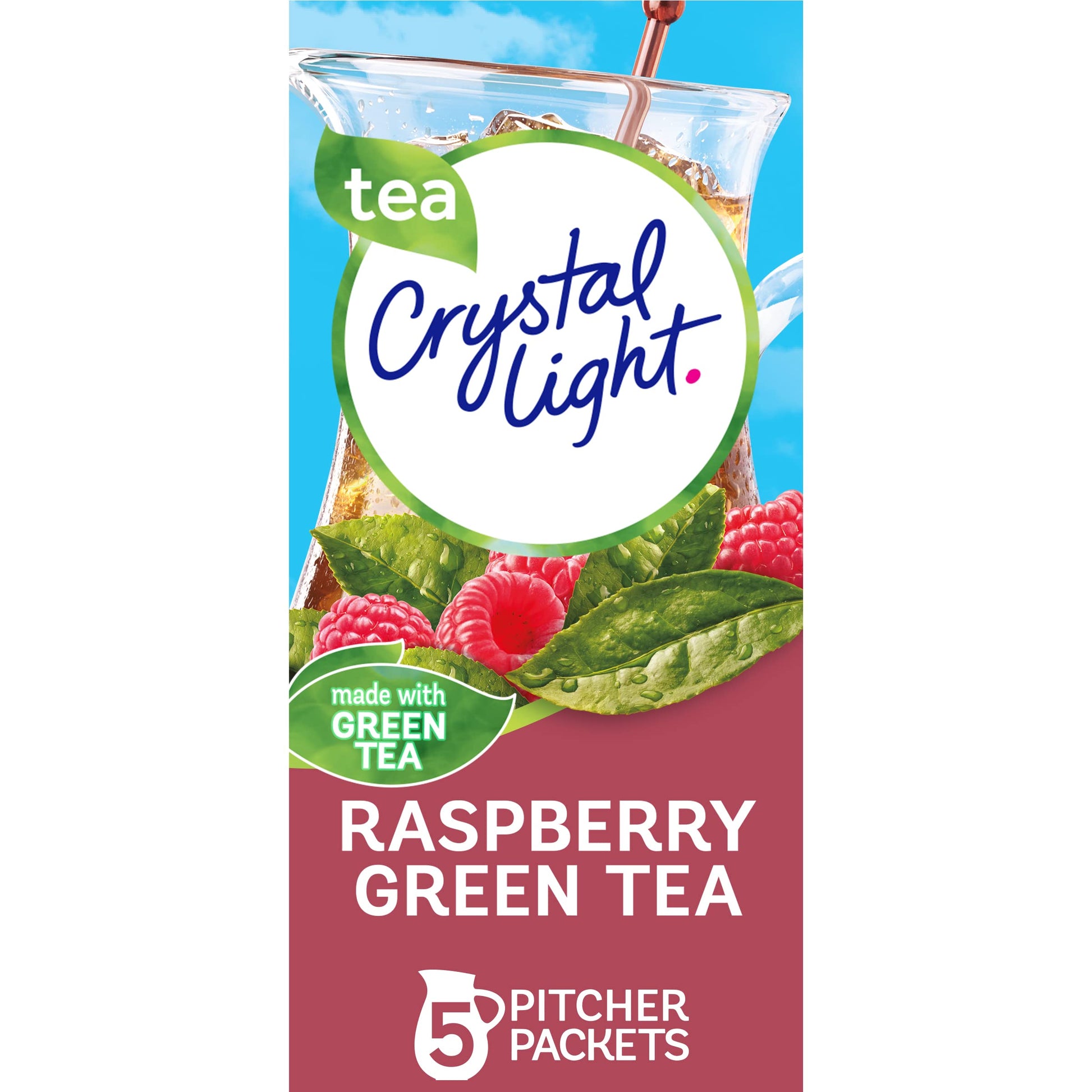 Crystal Light Sugar-Free Raspberry Green Tea Naturally Flavored Powdered Drink Mix One Cannister containing 5 Pitcher Packets