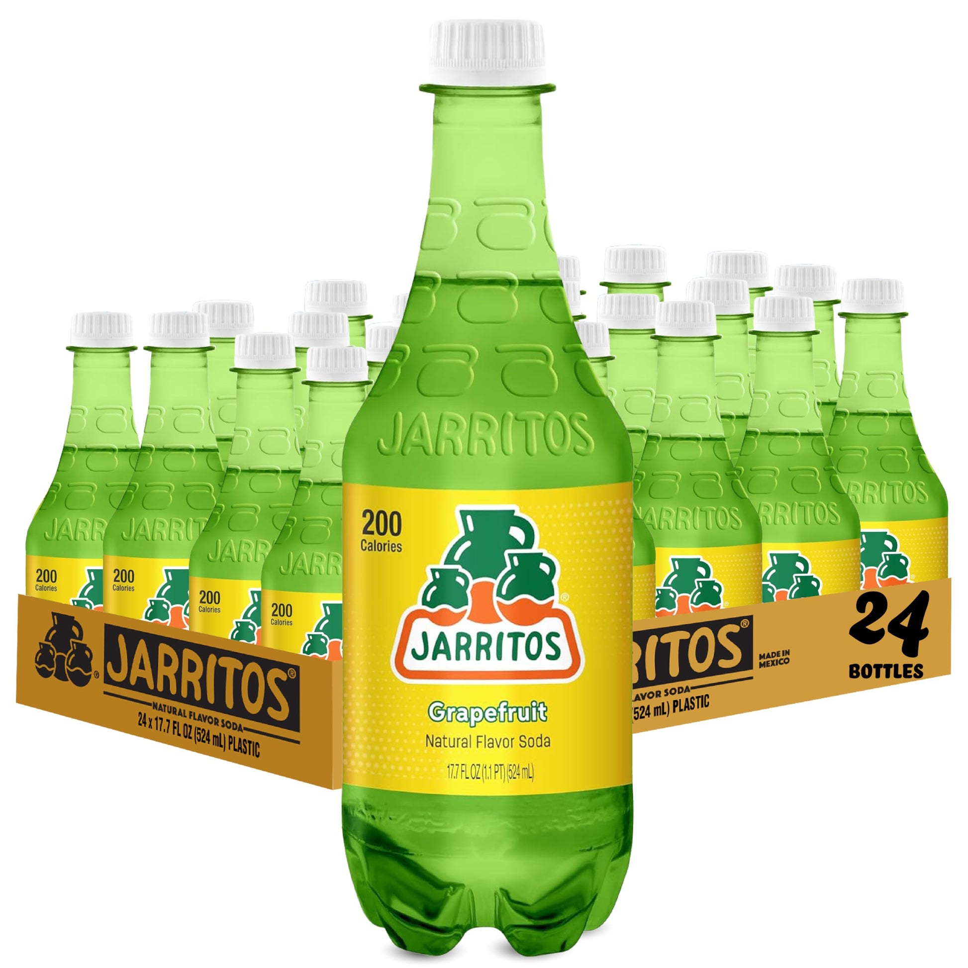Jarritos Grapefruit Soda, 24 Pack of 17.7 oz Bottles (524ml), Authentic Mexican Soft Drink, Grapefruit Flavor