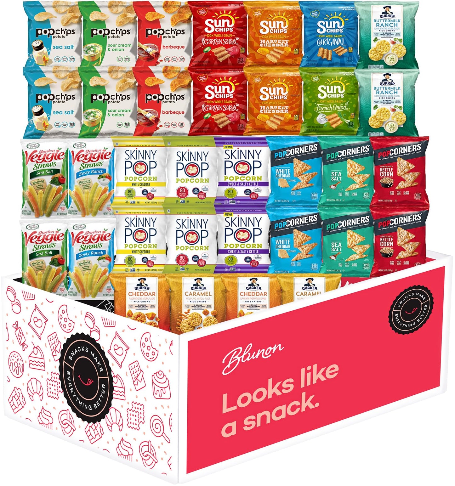 Snacks Variety Pack For Adults - Snack Box Care Package Gift Box - Bulk Healthy Snack Bag Assortment (34 Pack)