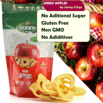 Sunny Crisps Dried Apples No Sugar Added 1.76 Oz - Chewable Dried Apple Slices For Potpourri - Ring Shaped Dehydrated Apple Slic