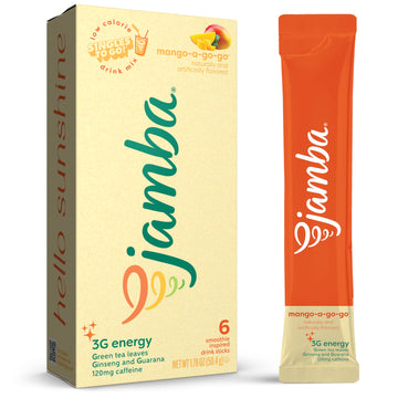 Jamba Singles To Go! mango-a-go-go smoothie-inspired powdered drink mix sticks, 6-Count, 3G Energy (green tea, ginseng, guarana)