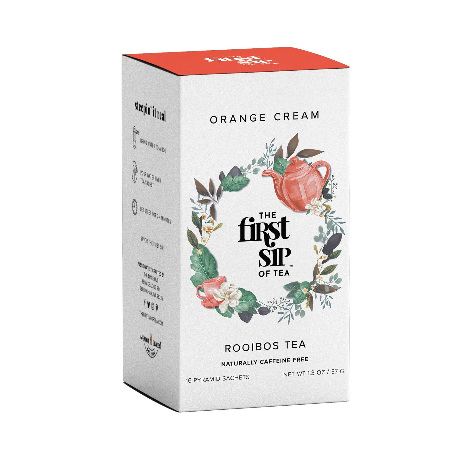 The Spice Hut Orange Cream Rooibos Tea Bags, Caffeine-Free, 16 Count, SHBX124