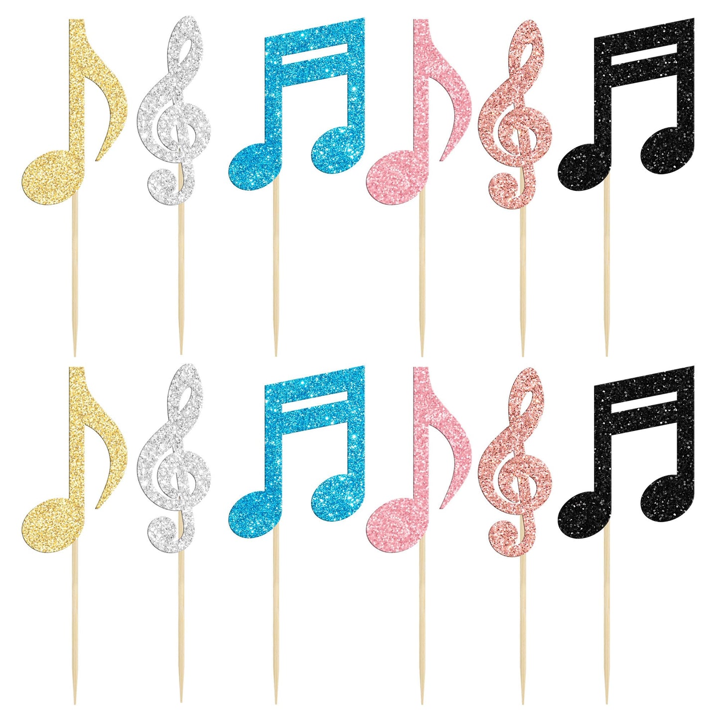 Gyufise 24Pcs Music Notes Cupcake Toppers Glitter Musical Symbol Cupcake Picks For Rock Music Concert Theme Baby Shower Wedding