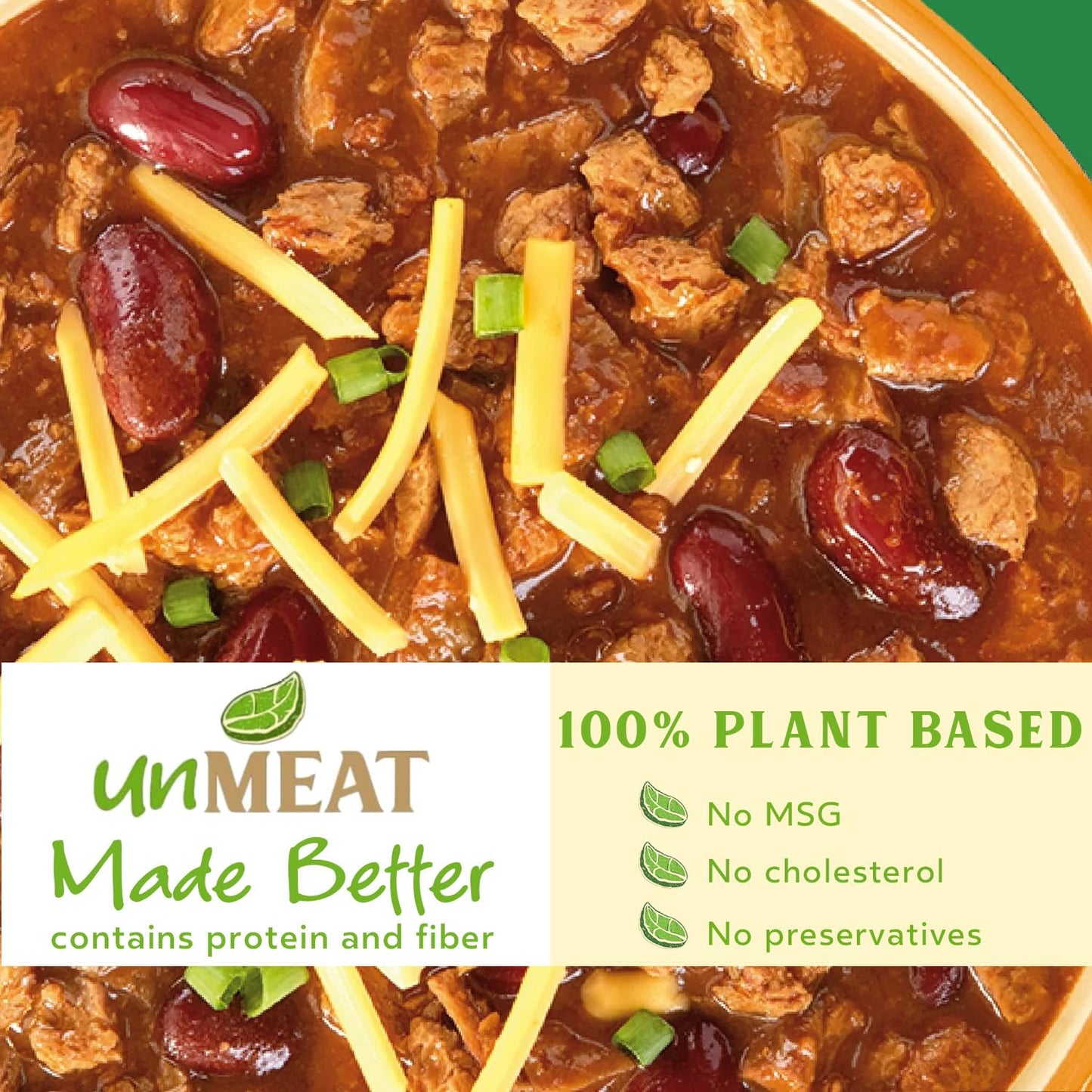 unMEAT Chunky Chili With Beans Extra Protein, Plant-Based Vegan Chili, Easy Open Can, 15  oz, (Pack of 12)