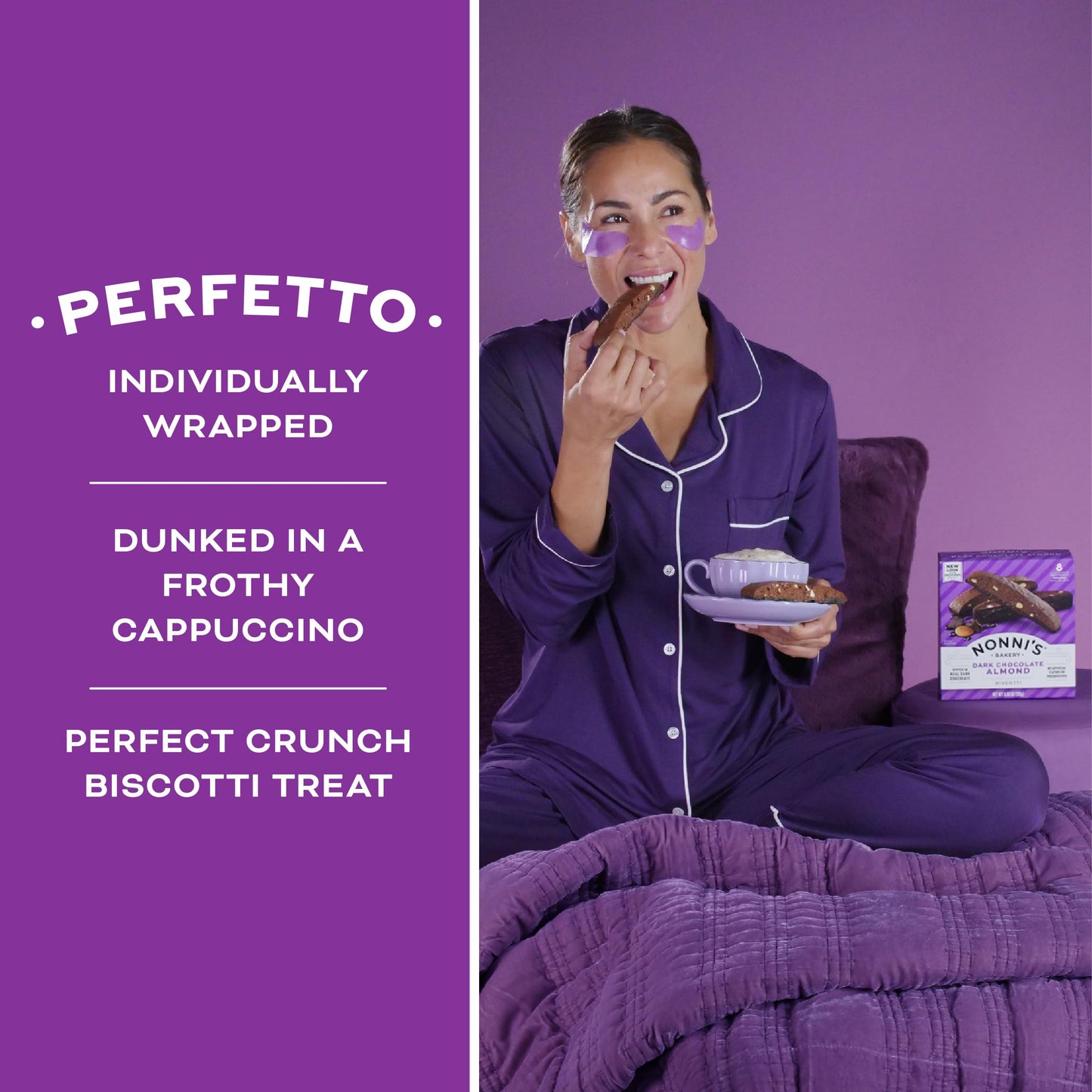 Nonni's Dark Chocolate Almond Biscotti Italian Cookies - Dark Chocolate Cookies - Biscotti Individually Wrapped Cookies - Italia