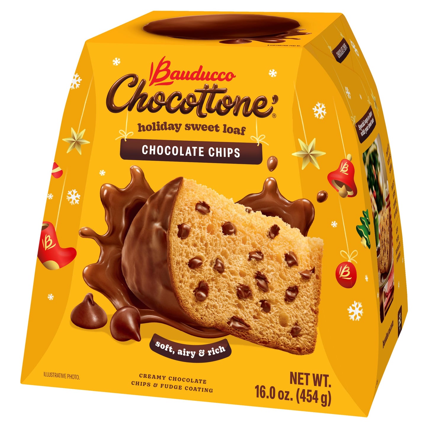 Bauducco Chocottone Chocolate Chips - Moist & Fresh Cake  Traditional Italian Recipe with Fudge Topping  Filled with Chocolate Chips  16.0 oz (Pack of 1)