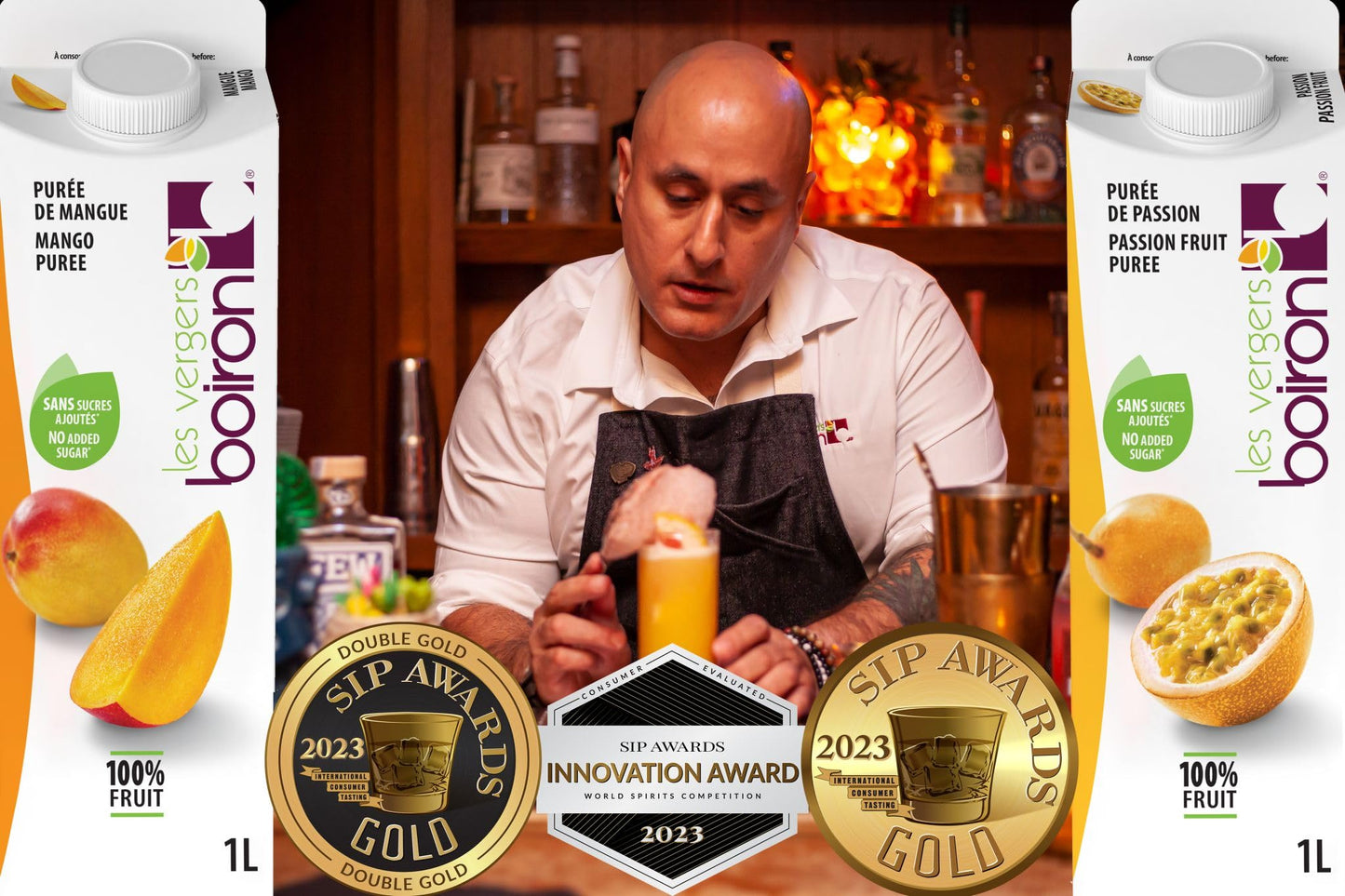 Les Vergers Boiron Passion Fruit Puree, 100% Fruit, All Natural, No Added Sugar, Non-Gmo, No Preservatives, No Added Flavors, Ve