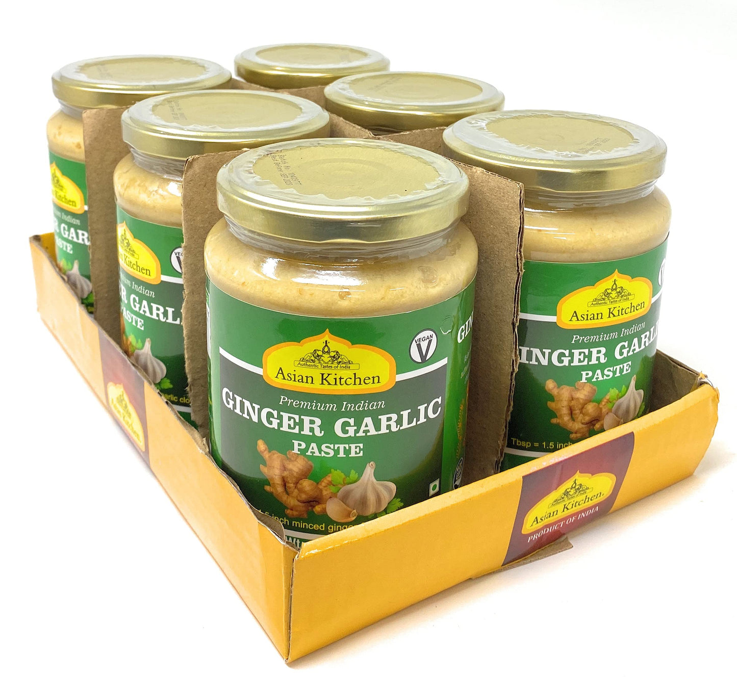 Asian Kitchen Ginger Garlic Cooking Paste 26.5Oz (750G) Glass Jar, Pack Of 5+1 Free ~ Vegan | Gluten Free | Non-Gmo | No Colors
