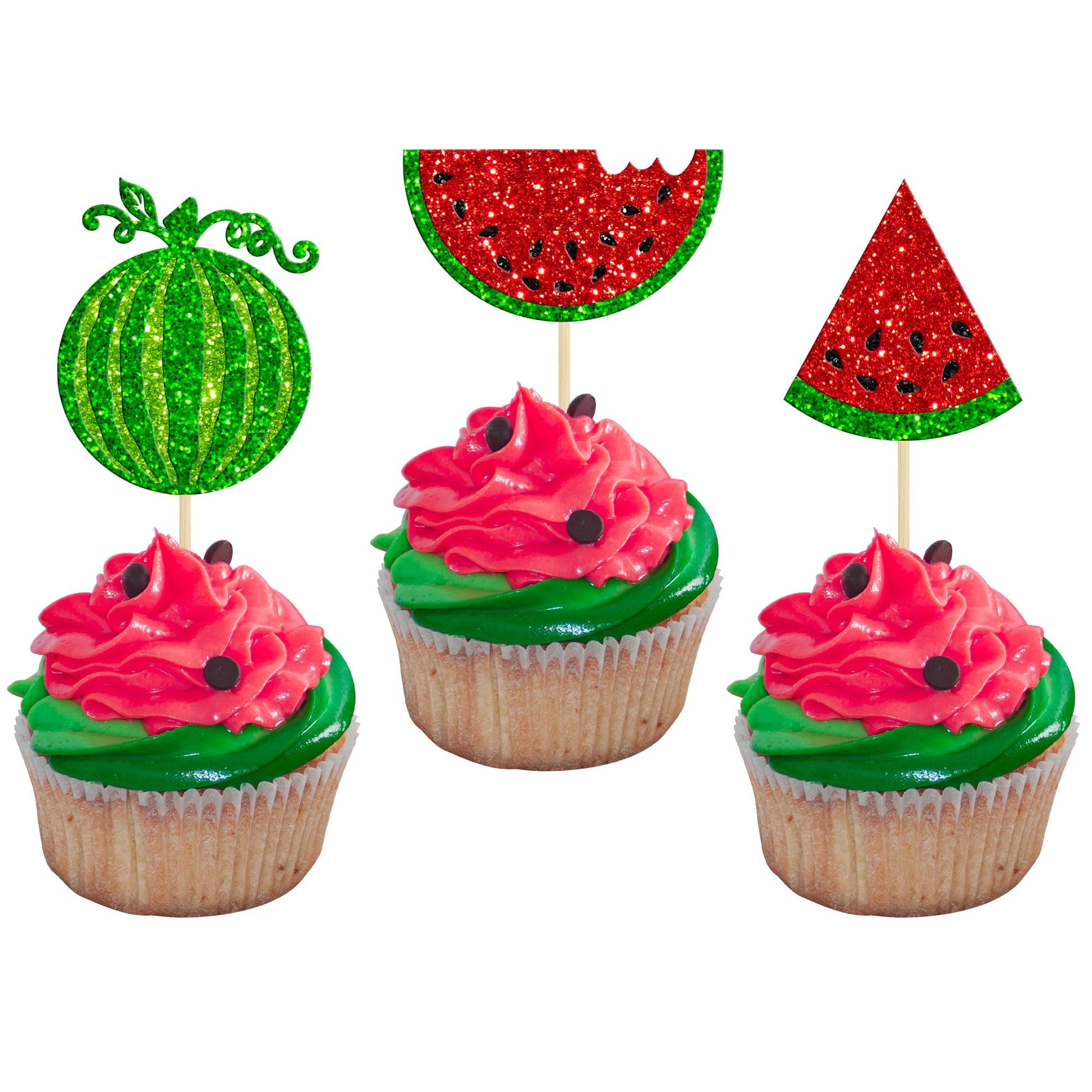 24Pcs Watermelon Cupcake Toppers One In A Melon Cupcake Picks Watermelon Fruit Cake Topper Decorations For Baby Girl Birthday Pa