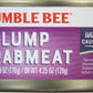 Bumble Bee Lump Crab Meat, 6 Oz Can (Pack Of 12) - 16G Protein & 1G Carb Per Serving - Wild Caught, Small Chunks, Drain Before Use