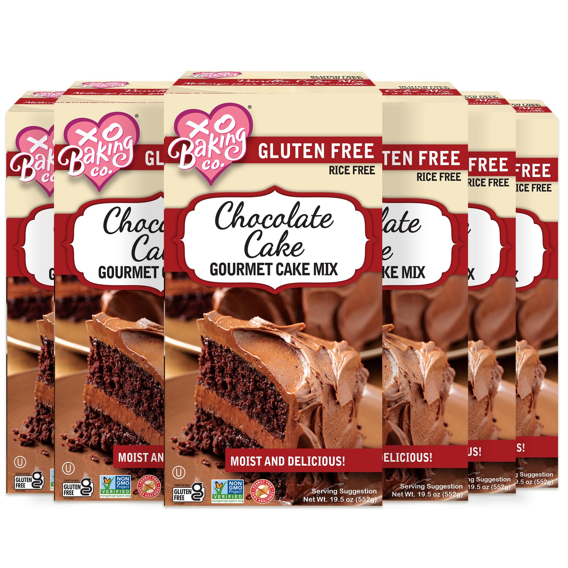 XO Baking Co. Gluten Free Chocolate Cake Mix, Non-GMO, Dairy Free, 19.5oz (Pack of 6)