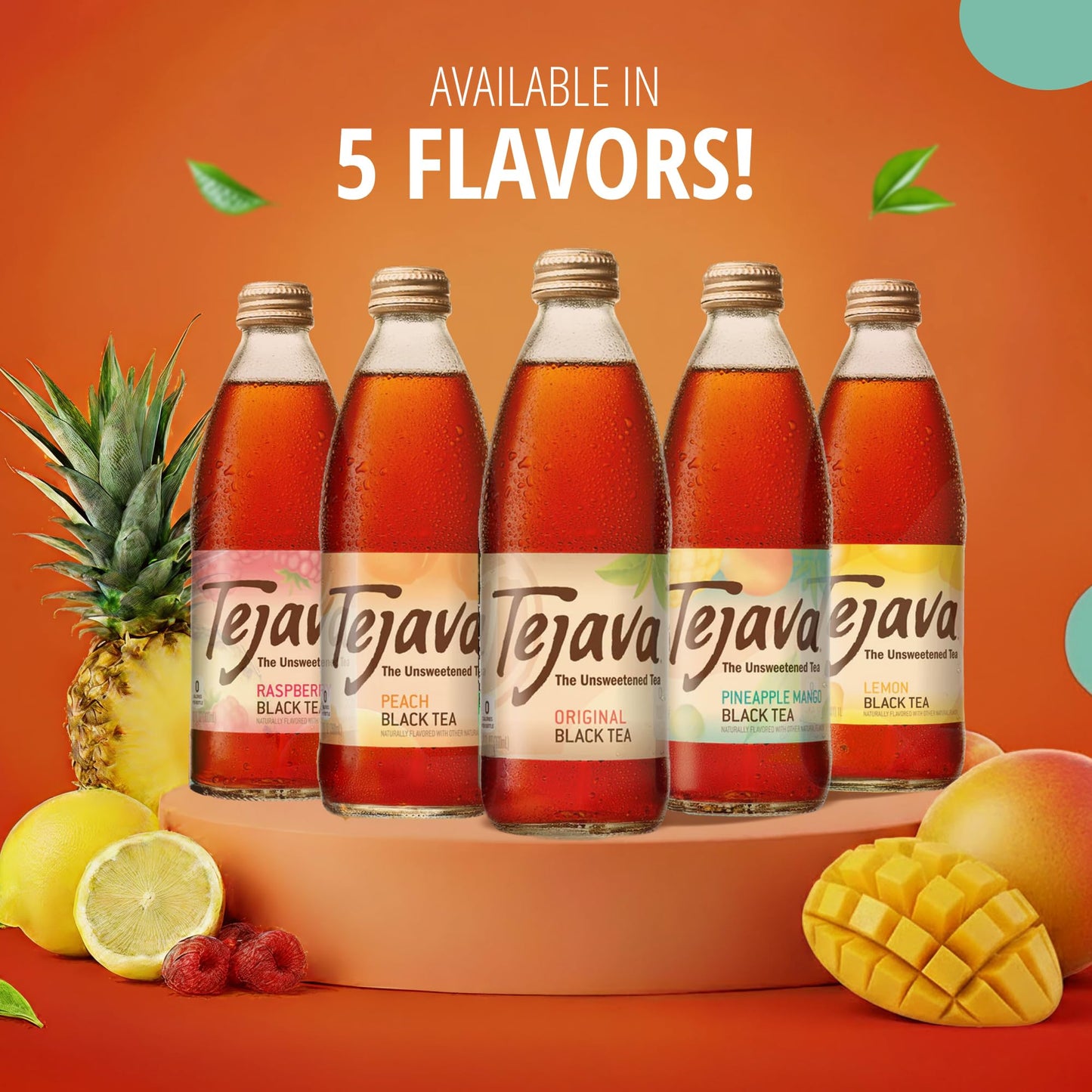Tejava Raspberry Black Iced Tea  4 Pack  12oz Glass Bottles  Unsweetened  Non-GMO  Kosher  No Sugar or Sweeteners  No calories  No Preservatives  Brewed in Small Batches