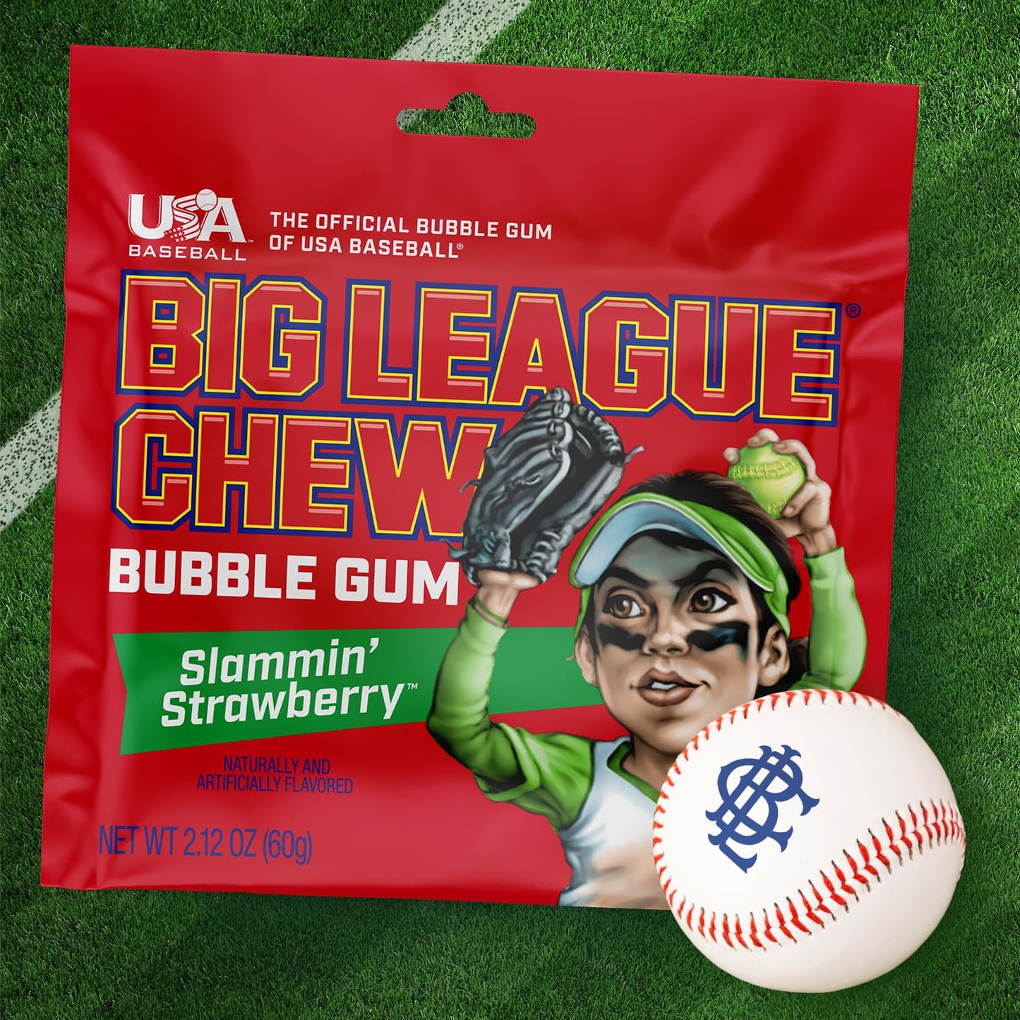 Big League chew Strawberry Tray + (12 Packs)