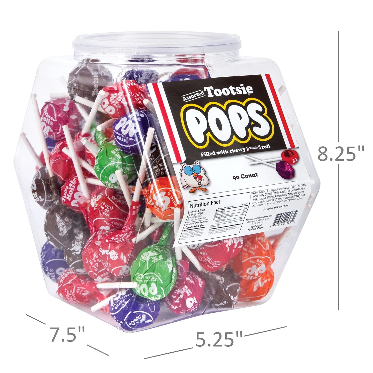 Tootsie Roll Pops Variety Pack Bulk Candy | 90 Individually Wrapped Lollipops filled with Tootsie Rolls | Assorted Suckers Candi